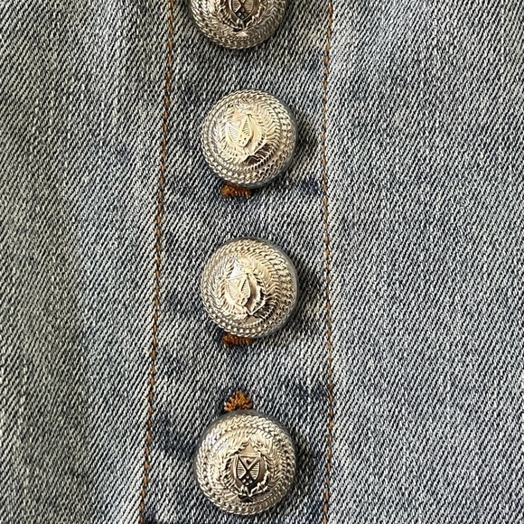 NEW GENERATION LOVE justine denim pants in light blue wash white buttons Size 24 - Picture 13 of 16